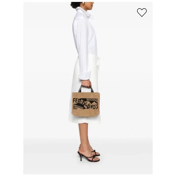 Salvatore Ferragamo Brown and Black Graphic Tote